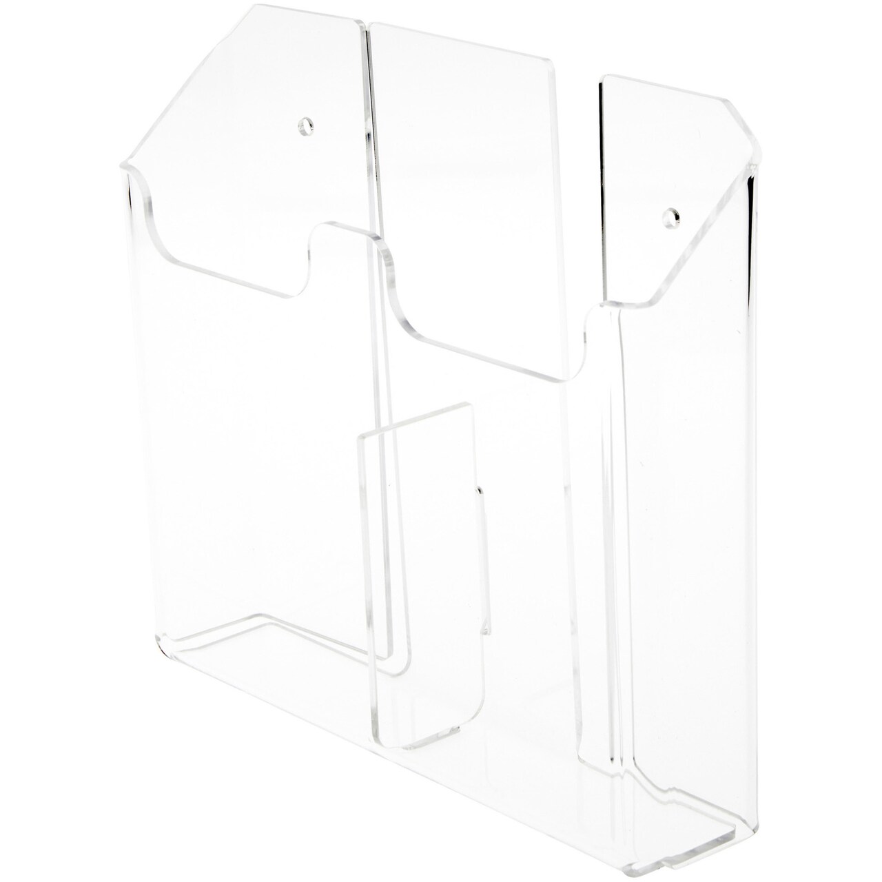 Plymor Clear Acrylic 2-Pocket Tri-Fold Brochure Literature Holder (Wall Mount), Fits Documents Up to 4" Wide